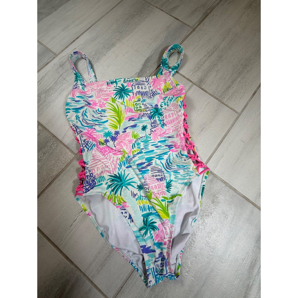 Lilly Pulitzer Morri One Piece Swimsuit Multi Private Island Sz 8
